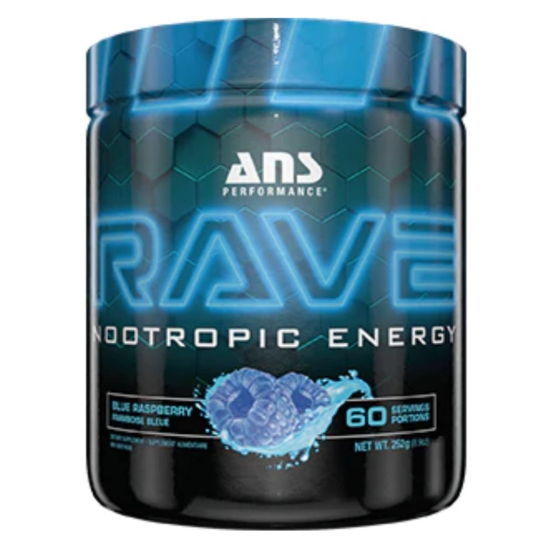 ANS Rave Energy Nootropic - 60 Servings Blue Raspberry - Brain Supplements - Hyperforme.com