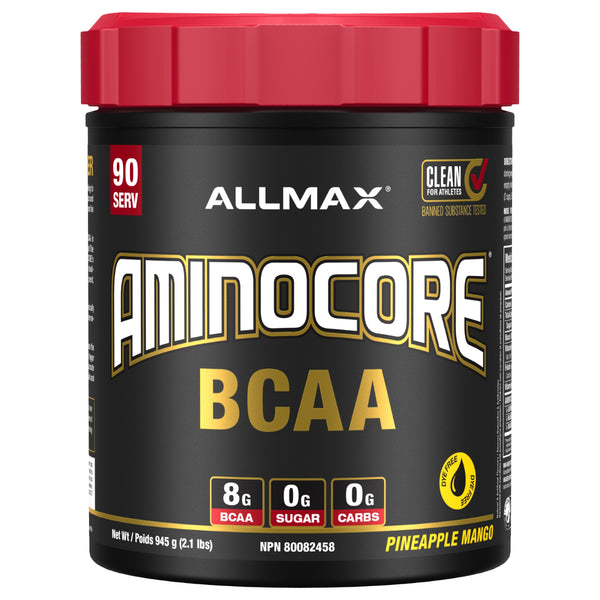 Allmax Aminocore - 90 Servings Pineapple Mango (Dye Free) - BCAA - Hyperforme.com