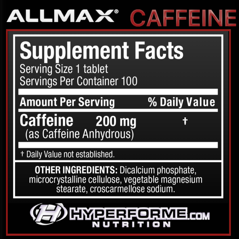 Allmax Caffeine 200mg - 100 tabs - Energy Burner - Hyperforme.com