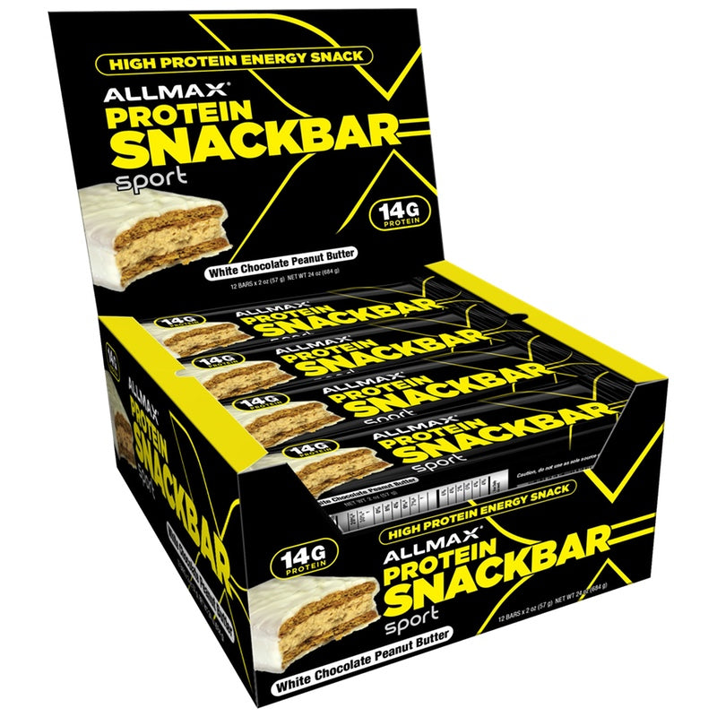 Allmax Protein Snackbar - 12 Bars White Chocolate Peanut Butter - Protein Bars - Hyperforme.com