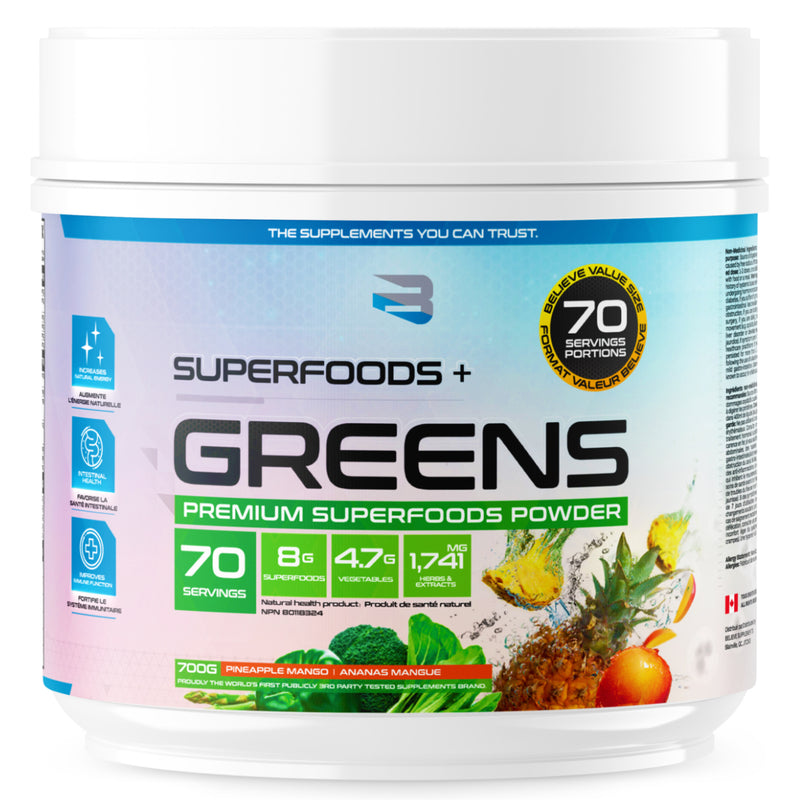 Believe Superfoods+ Greens - 70 Servings Pineapple Mango - Superfoods (Greens) - Hyperforme.com