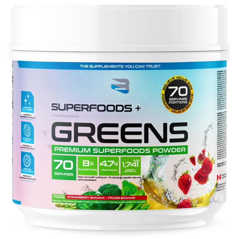 Believe Superfoods+ Greens - 70 Servings Strawberry Banana - Superfoods (Greens) - Hyperforme.com