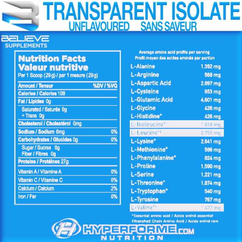 Believe Transparent Isolate 4lb + Flavor Pack - Protein Powder (Whey Isolate) - Hyperforme.com