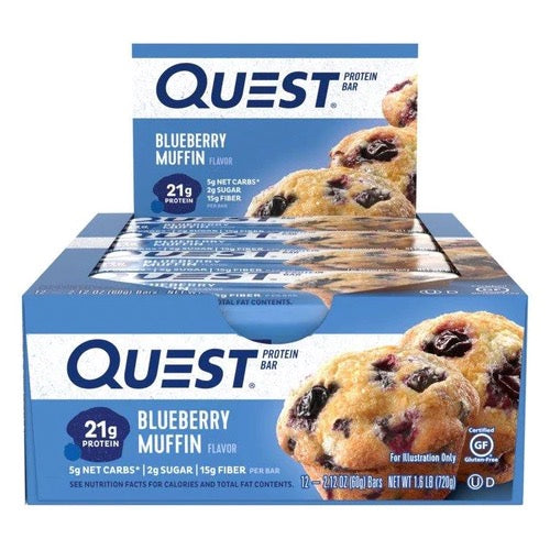 Quest Bars - 12 Bars Blueberry Muffin - Protein Bars - Hyperforme.com
