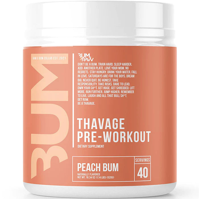 Raw Nutrition CBum Thavage Pre Workout - 40 Servings Peach Bum - Pre-Workout - Hyperforme.com
