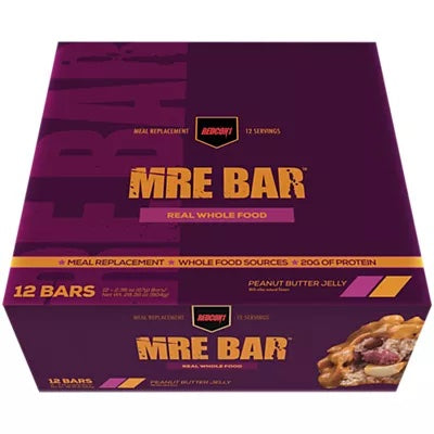 Redcon1 MRE Meal Replacement Bar - 12 Bars Peanut Butter Jelly - Protein Bars - Hyperforme.com