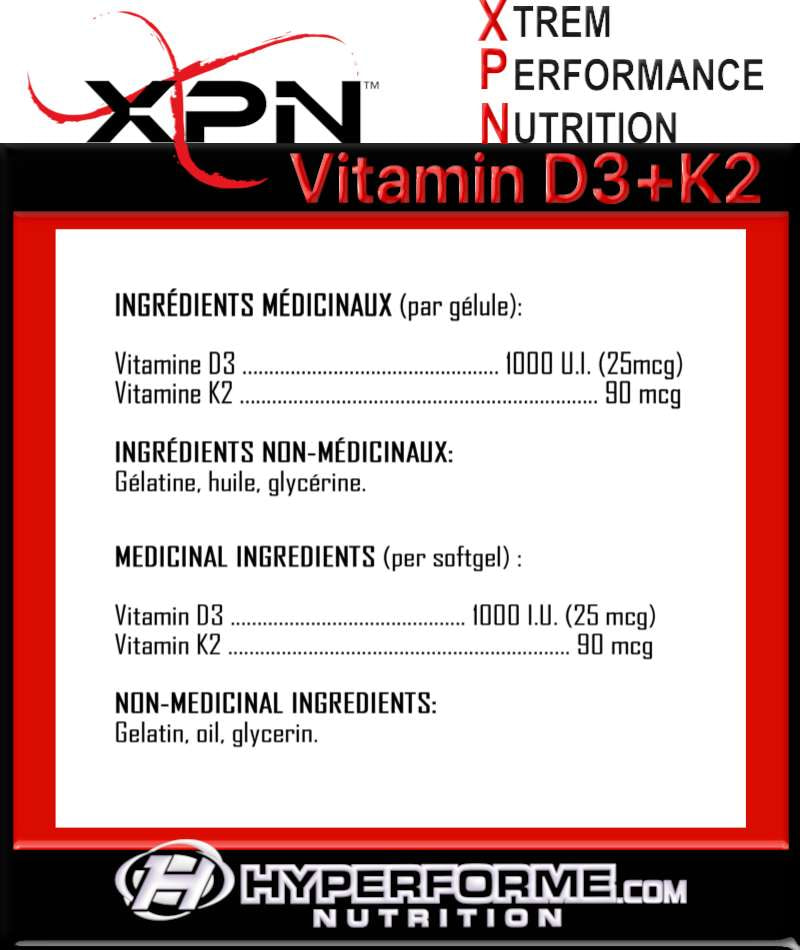 XPN Vitamin D3+K2 - 60 Softgels - Vitamins and Minerals Supplements - Hyperforme.com