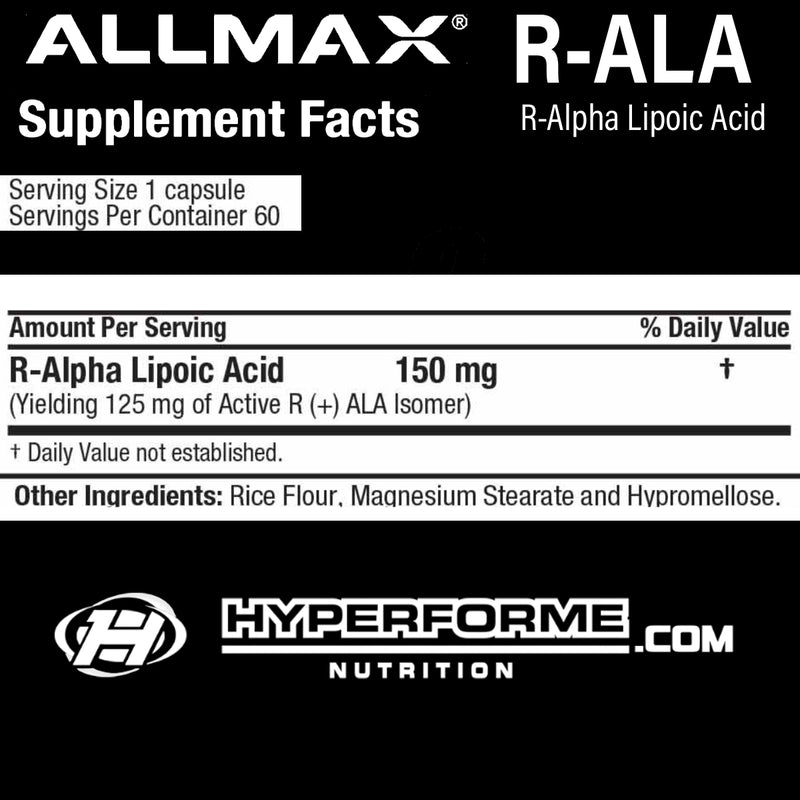 Allmax R-ALA - 60 Caps - Antioxidant Supplements - Hyperforme.com
