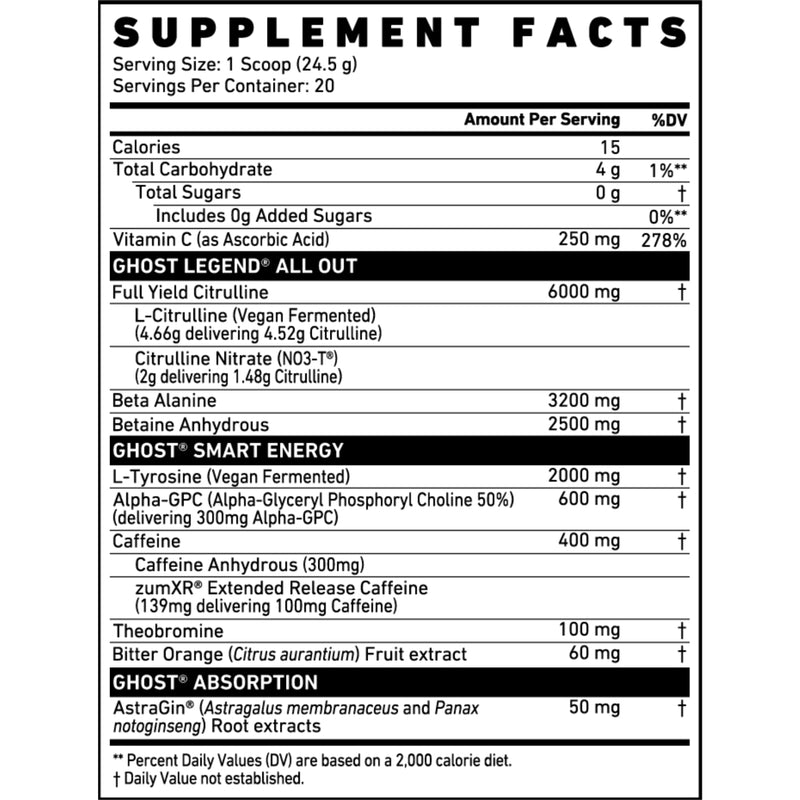 Ghost Legend Pre Workout All Out - 20 Servings