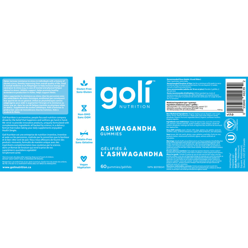 Goli Nutrition Ashwagandha Gummies - 60 Gummies