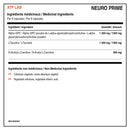 Ingrédients médicinaux et non médicinaux ATP Lab Neuro Prime avec Alpha-GPC, L-tyrosine et N-acétyl-L-carnitine par six capsules