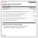 ATP Lab Synermag medicinal and non-medicinal ingredients with taurine, magnesium bisglycinate, magnesium malate and vitamin B6 per capsule