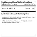 ATP Lab Vitamin D3 medicinal ingredients with 1,000 IU of vitamin D3 per 2 sprays
