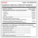 Ingrédients médicinaux et non médicinaux Believe BCAA + Electrolytes avec 7 000 mg de BCAA fermentés et complexe d’hydratation - HYPERFORME.COM