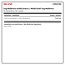 Ingrédients médicinaux Believe Créatine avec 5 g de créatine monohydrate par portion - HYPERFORME.COM