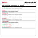 Believe Performance EAA non-medicinal ingredients for eight flavours with flavours, citric acid, maltodextrin and sucralose - HYPERFORME.COM
