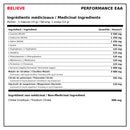 Believe Performance Ingrédients médicinaux EAA avec neuf acides aminés essentiels, L-tyrosine, malate de citrulline, potassium et magnésium - HYPERFORME.COM