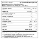 Valeurs nutritives Limitless Pharma Advanced Whey Protein avec 23 g de protéines par mesure de 35 g