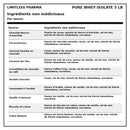 Tableau anglais des ingrédients non médicinaux par saveur de Limitless Pharma Pure Whey Isolate 5 lb - HYPERFORME.COM