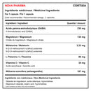 Nova Pharma Cortixia bilingual medicinal and non-medicinal ingredients table, with amounts per capsule - HYPERFORME.COM
