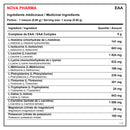 Nova Pharma EAA - Medicinal ingredients table per 9.50 g scoop, with EAA complex, L-carnitine, magnesium and potassium - HYPERFORME.COM