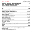 Nova Pharma Electrolytes ingredients: zinc, vitamins B and C, taurine, potassium, sodium and non-medicinal ingredients common to all four flavours - HYPERFORME.COM