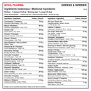ALT EN :
Nova Pharma Greens & Berries medicinal ingredients: berries, plant oils, green tea, caffeine, botanical extracts, inulin and pectin - HYPERFORME.COM