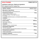  Tableau 1 sur 2 des ingrédients médicinaux de Nova Pharma Punch Out 2.0, quantités par demi-mesure de 11 g - HYPERFORME.COM