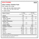 Valeur nutritive de Nova Pharma Végé : baies, café, Oreo, érable, tropical et pomme par mesure de 29 g; vanille par mesure de 30 g - HYPERFORME.COM