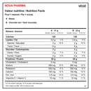  Valeur nutritive de Nova Pharma Végé : Reese par mesure de 31 g et chocolat noir par mesure de 32 g - HYPERFORME.COM