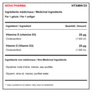 Nova Pharma Vitamin D3 ingredients table, 25 µg (1,000 IU) of cholecalciferol per softgel - HYPERFORME.COM
