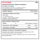 Ingrédients et valeurs nutritives de Nova Pharma Zen : jujubes contenant 130 mg d’ashwagandha par jujube - HYPERFORME.COM