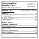 Valeur nutritive XPN Carbload 3.0 Nature avec 176 calories et 44 g de glucides par portion de 44 g
