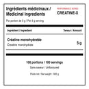 Ingrédients médicinaux XPN Creatine-X avec 5 g de créatine monohydrate par portion de 5 g