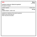 XPN Maca medicinal ingredients with 750 mg of maca per capsule