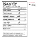 Valeur nutritive et ingrédients XPN Pro Vege chocolat avec 23 g de protéines par portion de 40 g