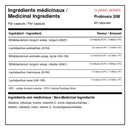 Ingrédients médicinaux XPN Probiosix 20B avec six souches probiotiques et leurs quantités par capsule