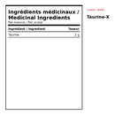 XPN Taurine-X medicinal ingredients with 2 g of taurine per scoop