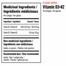 Ingrédients médicinaux de XPN Vitamin D3+K2 – 1 000 UI de vitamine D3 et 90 µg de vitamine K2 par gélule