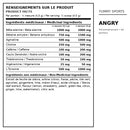 Ingrédients médicinaux Yummy Sports Angry Pre-Workout pour une demi-mesure de 4,5 g et une mesure complète de 9 g
