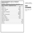 Valeurs nutritives Yummy Sports ISO Chunks Protein 800 g avec 120 calories et 23 g de protéines par portion de 32 g