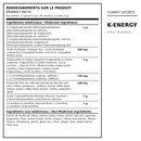 Ingrédients médicinaux Yummy Sports K-Energy avec cétones, MCT, caféine, taurine et L-carnitine