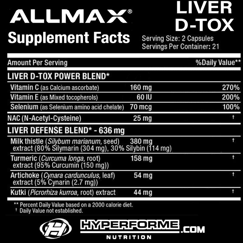 Allmax Liver D-Tox - 42 caps - Liver Protection Supplements - Hyperforme.com