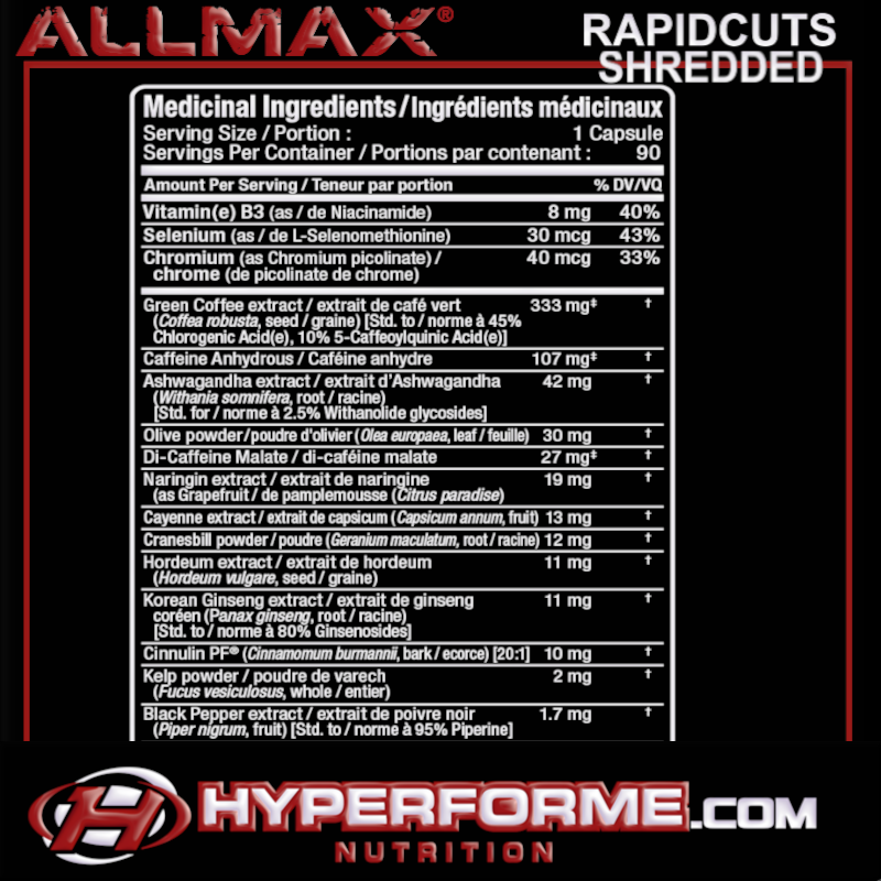 Allmax Rapidcuts Shredded - 90 caps - Weight Loss Supplements - Hyperforme.com