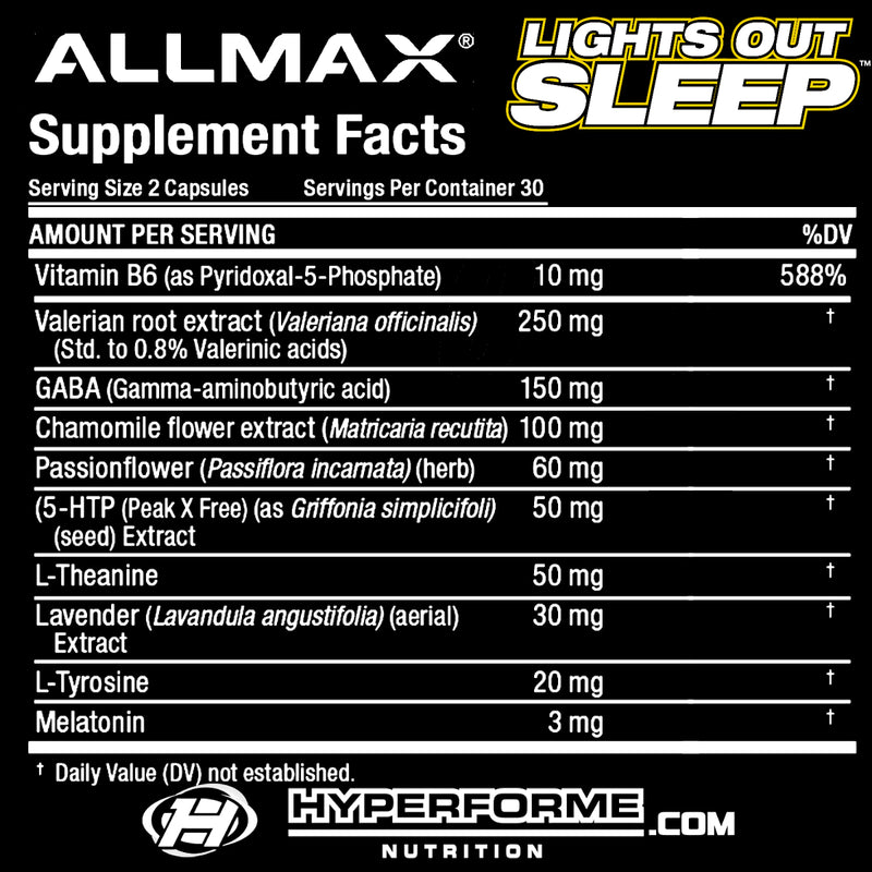 Allmax Lights Out Sleep - 60 caps - Sleep Aid Supplements - Hyperforme.com