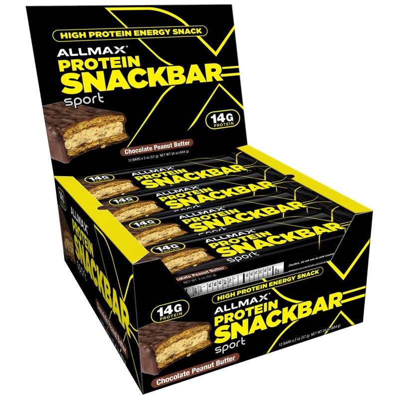 Allmax Protein Snackbar - 12 Bars Chocolate Peanut Butter - Protein Bars - Hyperforme.com