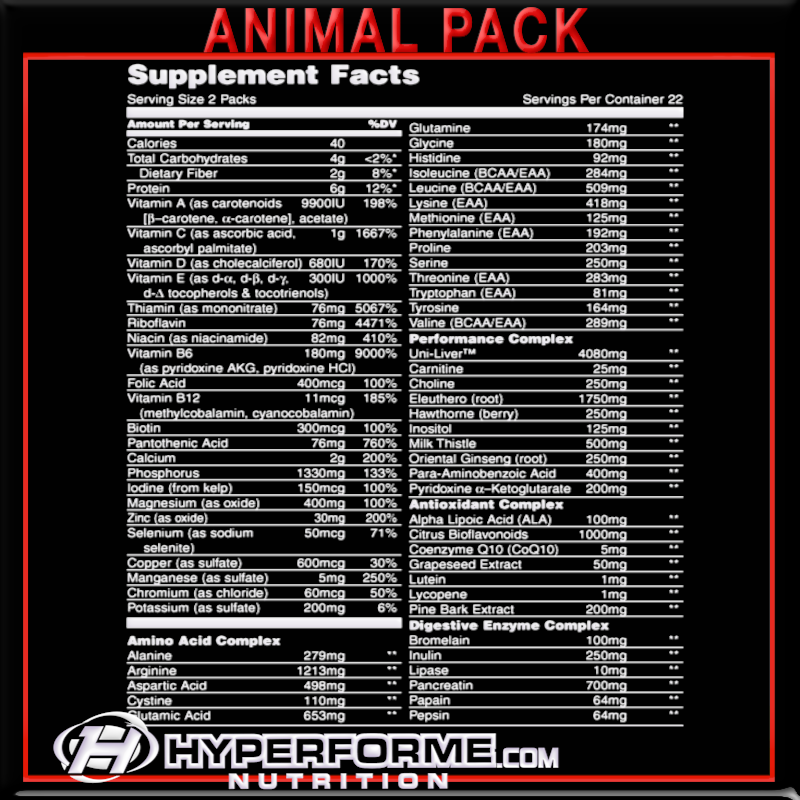 Animal Pak - 44 packs - Vitamins and Minerals Supplements - Hyperforme.com
