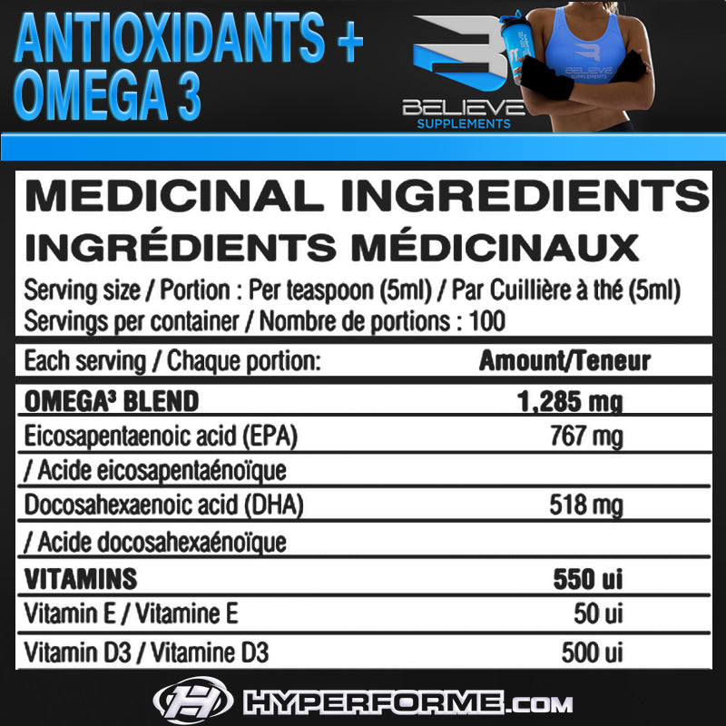 Believe Antioxidants + Omega 3 - 500ml - Omega 3 Supplements - Hyperforme.com