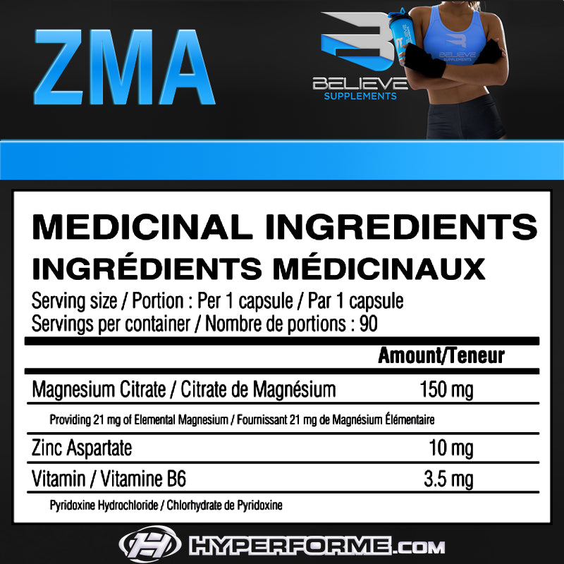 Believe ZMA - 90 Caps - Vitamins and Minerals Supplements - Hyperforme.com