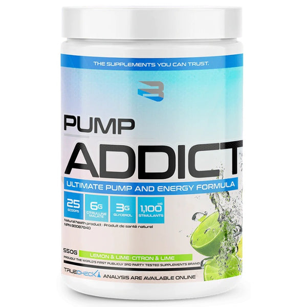 Believe Pump Addict - 50 Servings (1/2 Scoop) Lemon Lime - Pre-Workout - Hyperforme.com